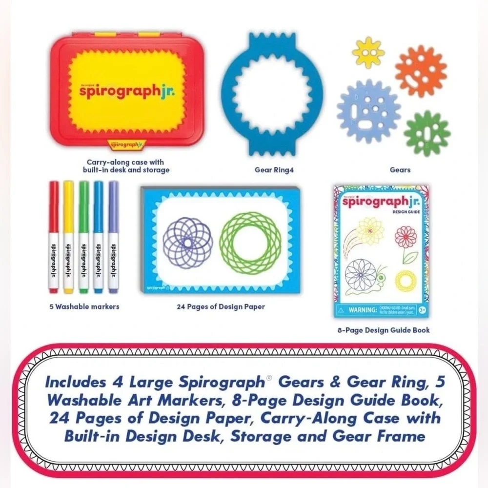Jr. Jumbo Sized Gears Classic Retro Toy for Spiral Drawing ,Art Design Toy Kit